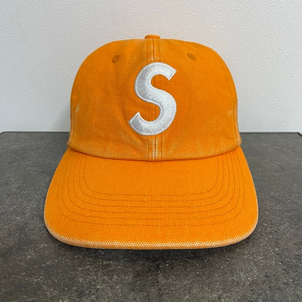 슈프림 S로고 볼캡 모자 피그먼트 워시드 오렌지 Supreme