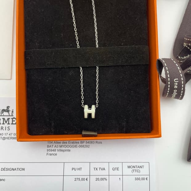 [새상품급] 에르메스 팝아슈 미니 화이트실버 목걸이