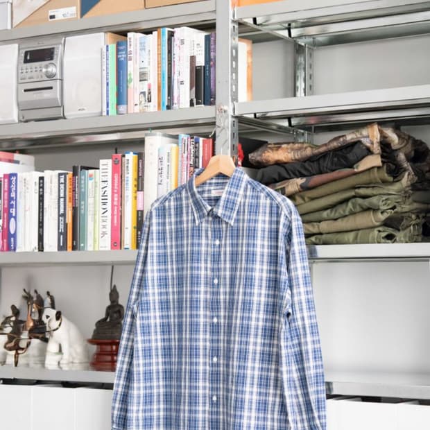 everyworn(에브리원) 블루 체크 셔츠 3사이즈