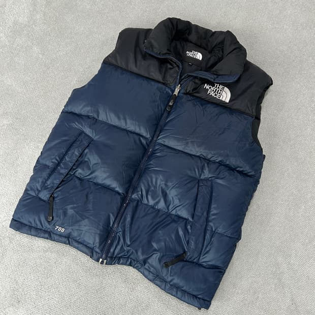 노스페이스 700 패딩 조끼 네이비/블랙 m