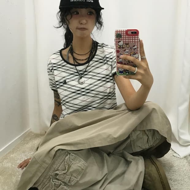 Burberry Check Pattern Top Set