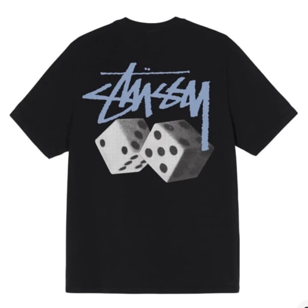 스투시 다이스 피그먼트 다이드 반팔 블랙 s