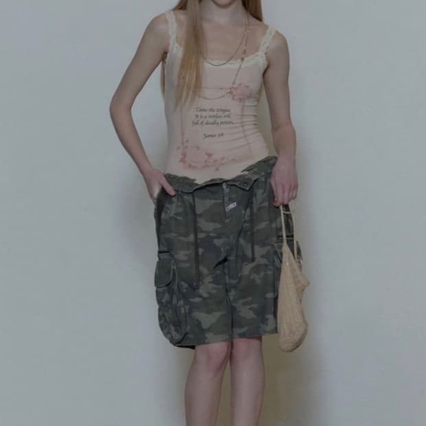 스컬프터 Twill Cargo Half Pants Forest Camo