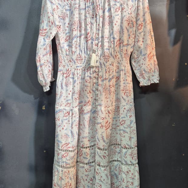 플라워 패턴 롱 원피스 55 66