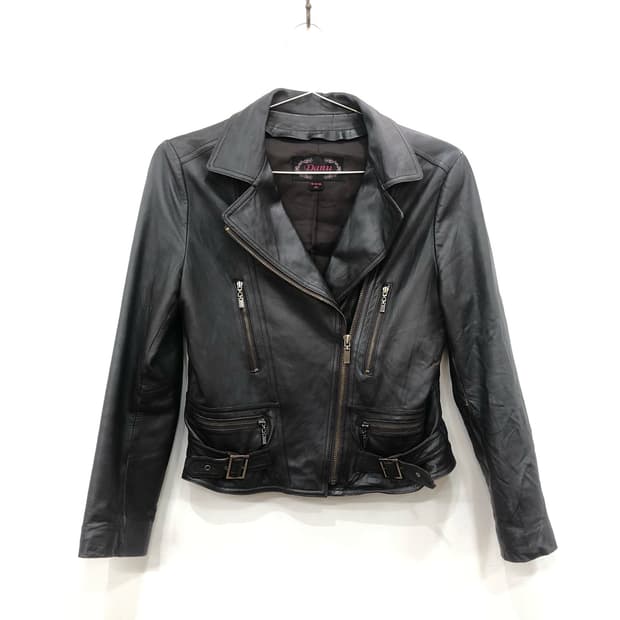 deep brown buckle detail lambskin jacket