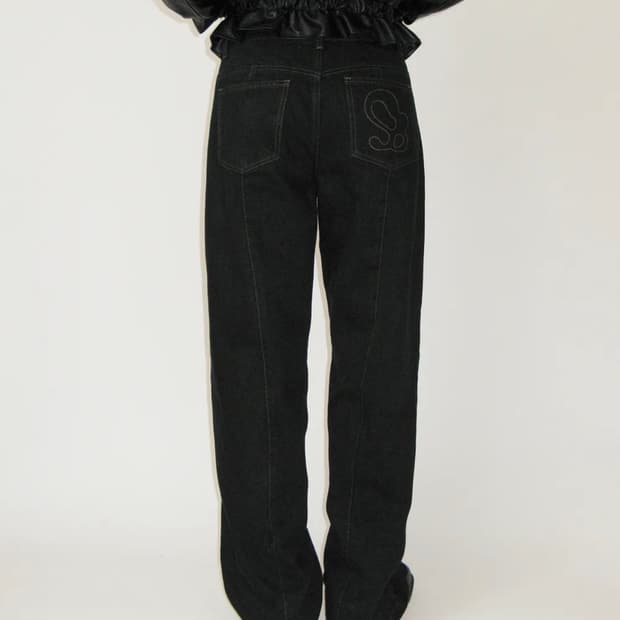 썬번프로젝트 Stitch Wide Denim Pants (BLACK)