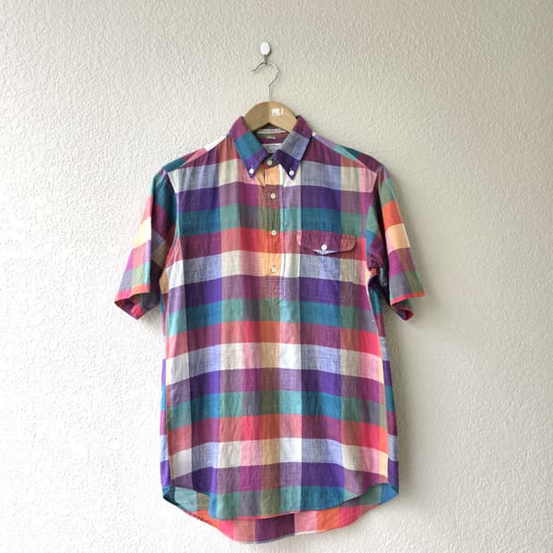 80-90s 에코트래드 코마사원단 마드라스 풀오버
