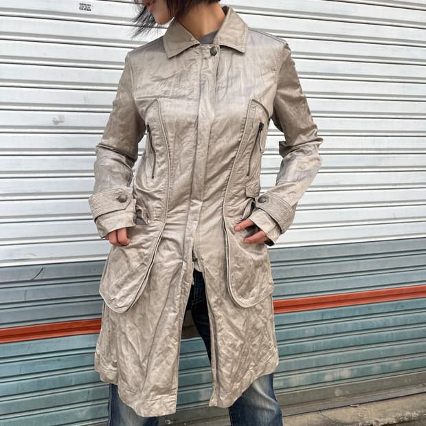 Ermanno Scervino 코튼 나일론 혼방 롱 자켓 