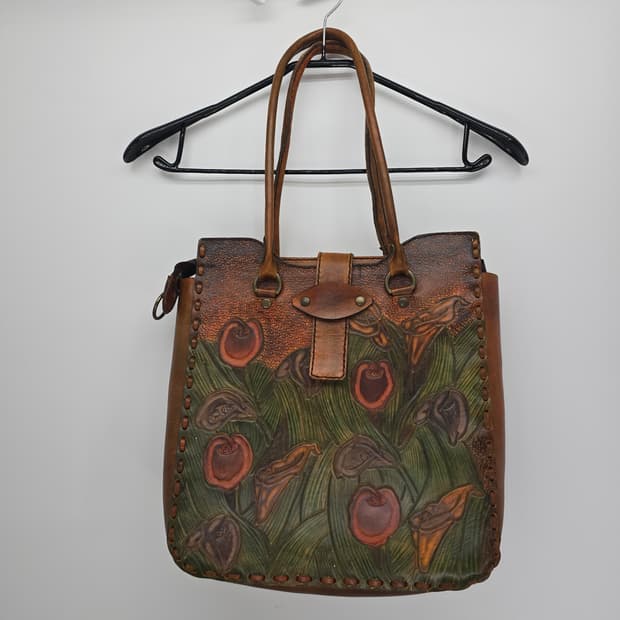 빈티지 리얼 소가죽 핸드메이드 토트백 / 엔틱 가죽가방