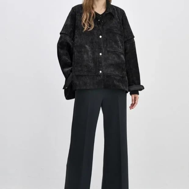 시스템 오버사이즈 벨벳 슬릿 셔츠 (55) 24SS