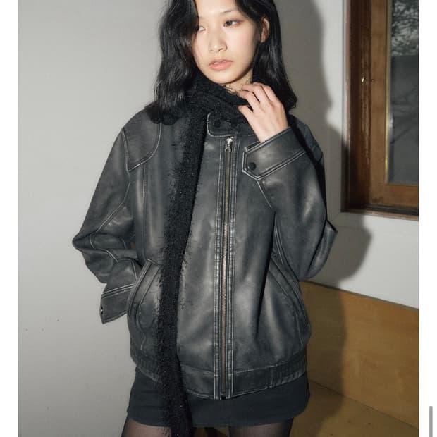 워시드 레더 블루종 점퍼 [빈티지 그레이] 당일배송