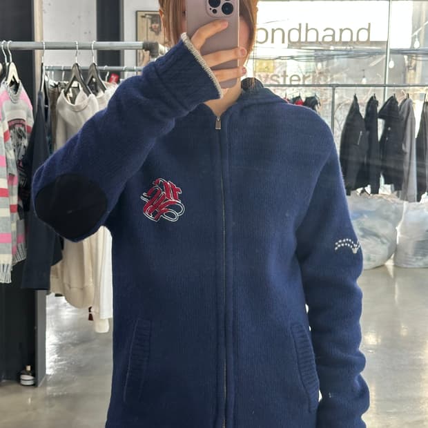 리바이스 울 헤비니트 퀼팅안감 암패치 후드집업자켓