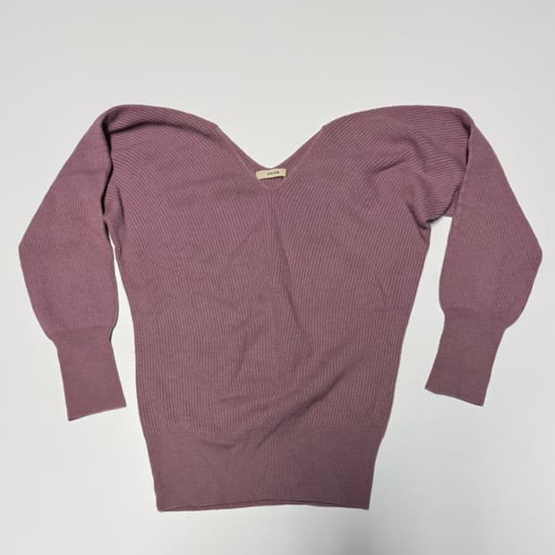 여성 한섬 시스템 브이넥 숄더 니트 핑크 F