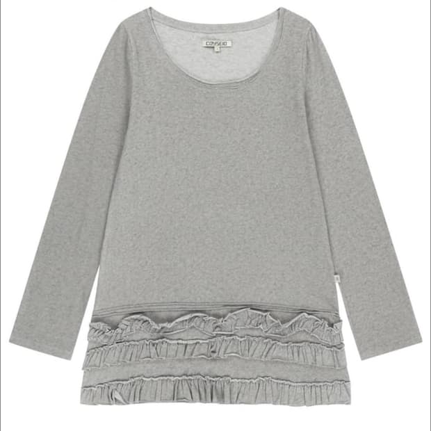 코이세이오 바텀 멀티플 프릴 드레스 라이트 그레이