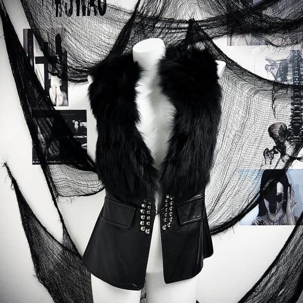 00s punk studs fur vest