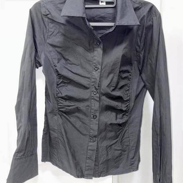 빈티지 블랙 셔링 셔츠