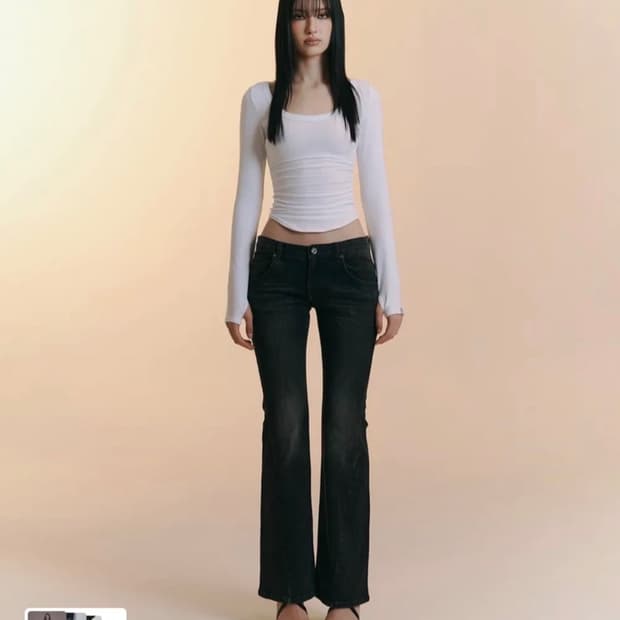 플리즈노팔로우 25빈티지 부츠컷 딥그레이 플노팔 m사이즈