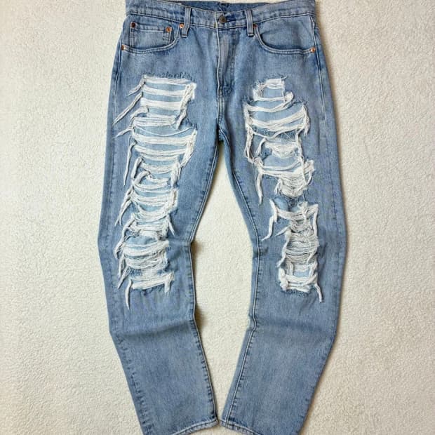 리바이스 하이볼 데미지드 데님 팬츠 PN5917