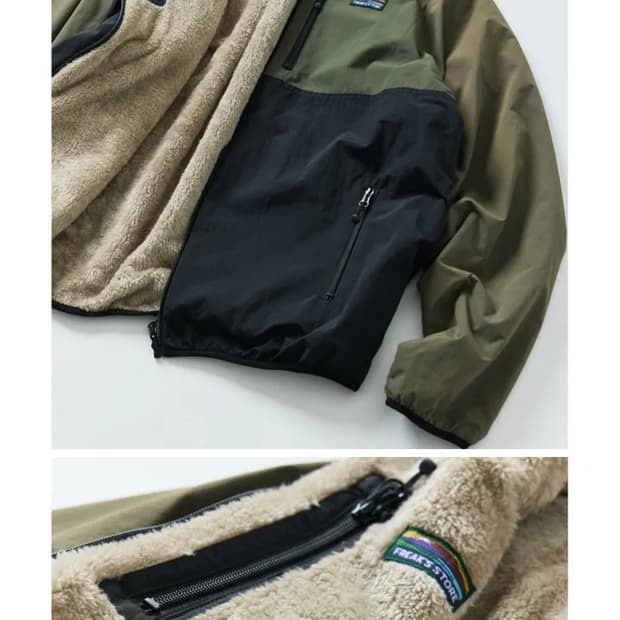 새제품 프릭스스토어 릴렉스핏 나일론 플리스 리버시블 블루종 크레이지 L