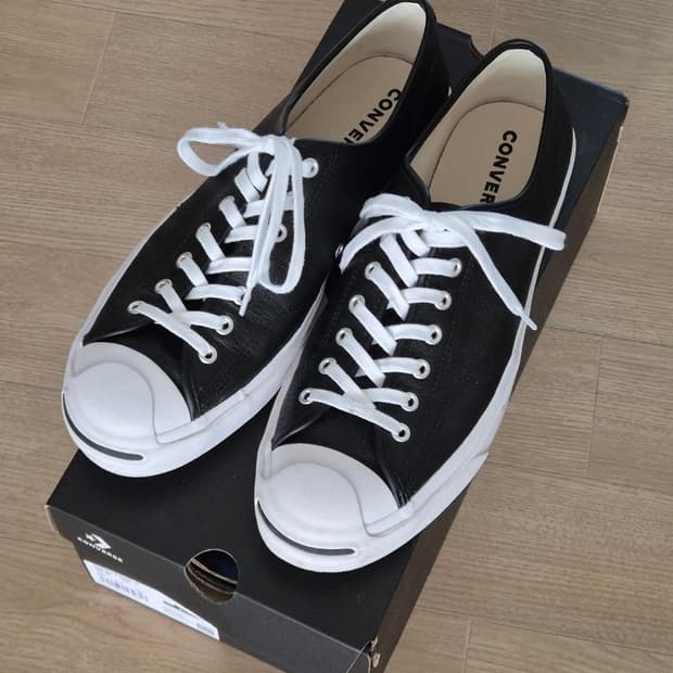 컨버스 잭퍼셀 블랙 가죽 스니커즈  290