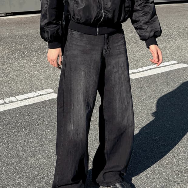 도흐 커브드 와이드 데님 