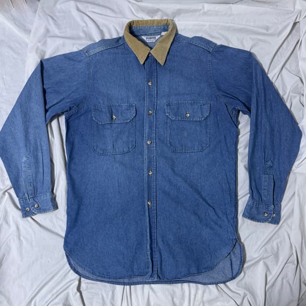 80s usa 파이브 브라더 코듀로이 칼라 데님 셔츠