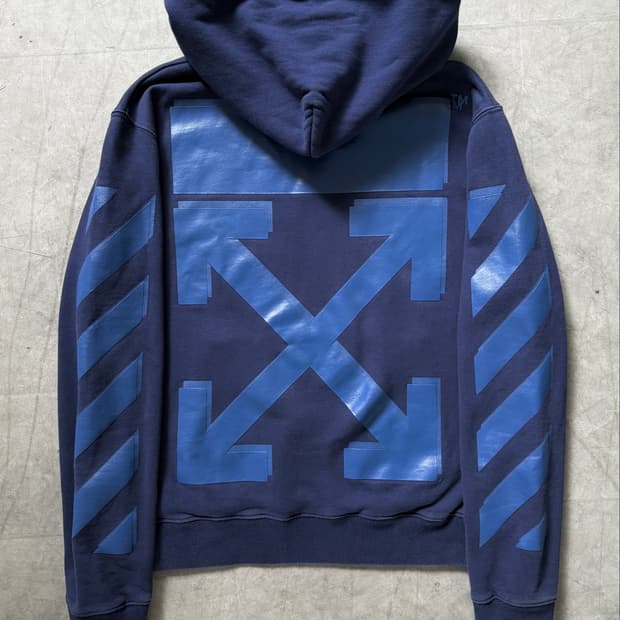 Off White 오프화이트 러버 애로우 블루 후드티
