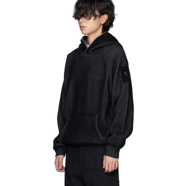 산산기어 후디드 니트 hooded knit 블랙 3사이즈