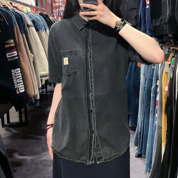 [IM] Carhartt 칼하트 흑청 반팔 셔츠 차콜