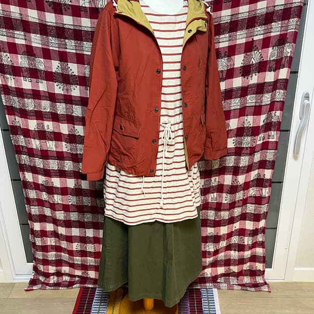 카키 A라인 롱스커트