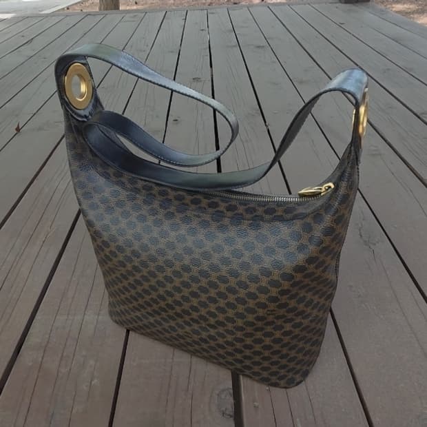 올드 셀린느 블랙 마카담 링 크로스 / 숄더 백