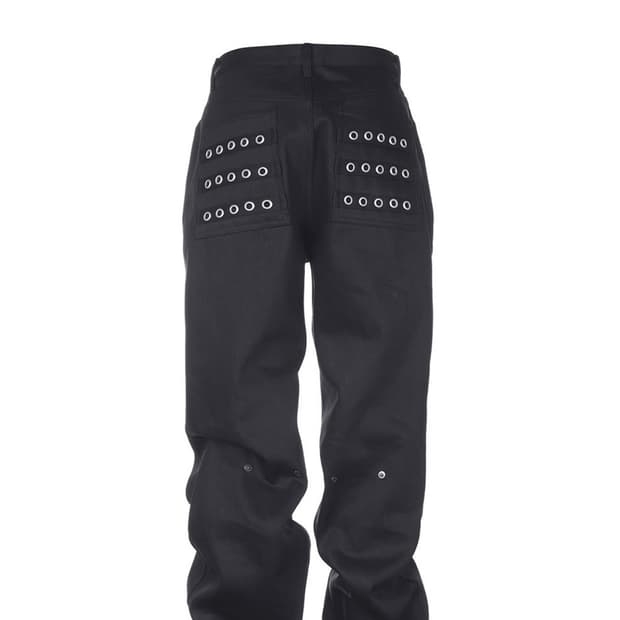 baccess Eyelet Button Black Jeans 버튼 펜츠