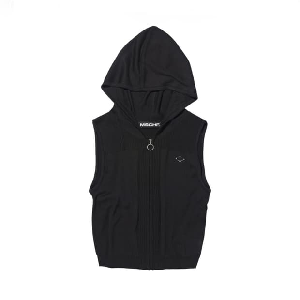 미스치프 롬버스 후디드 니트 베스트 블랙 S