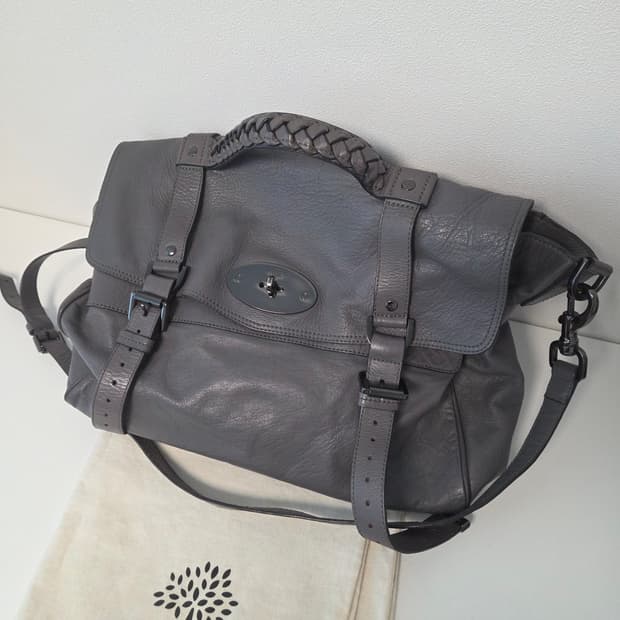 Mulberry 멀버리 정품 흑장 알렉사백 오버사이즈 포기그레이 버팔로