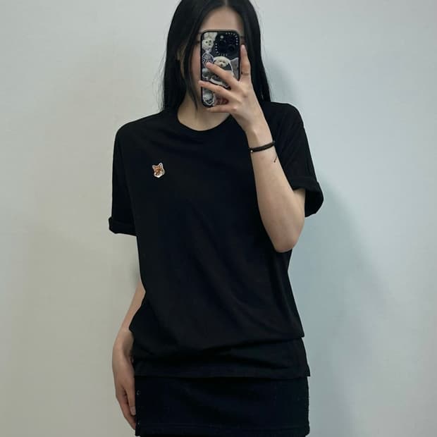 메종키츠네 폭스헤드 블랙 반팔 티셔츠