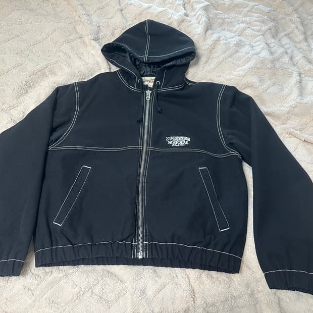 스투시 워크 자켓 콘트라스트 스티치 블랙