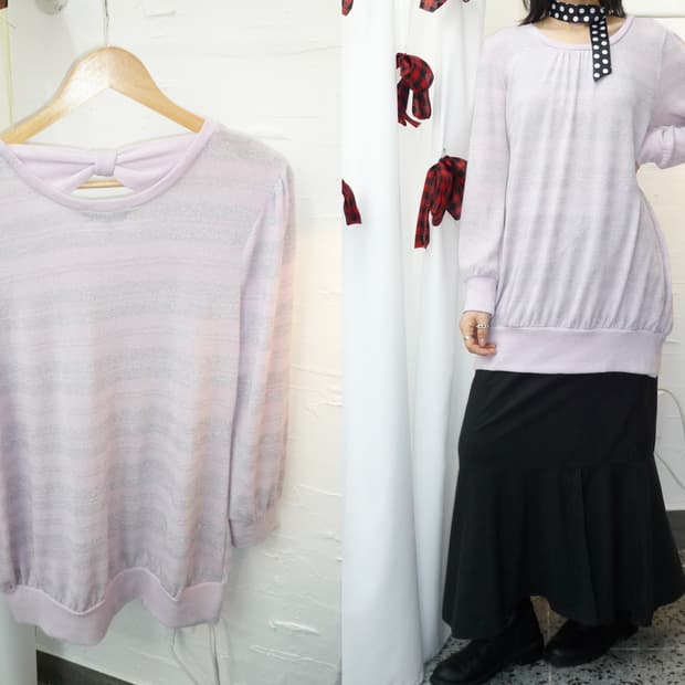 Ribbon point long knit