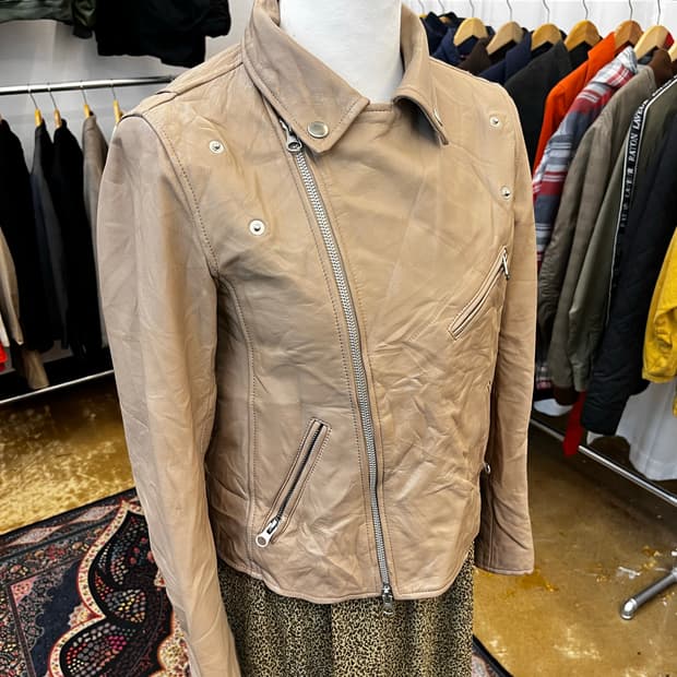 Slobe 양가죽 레더 라이더 자켓