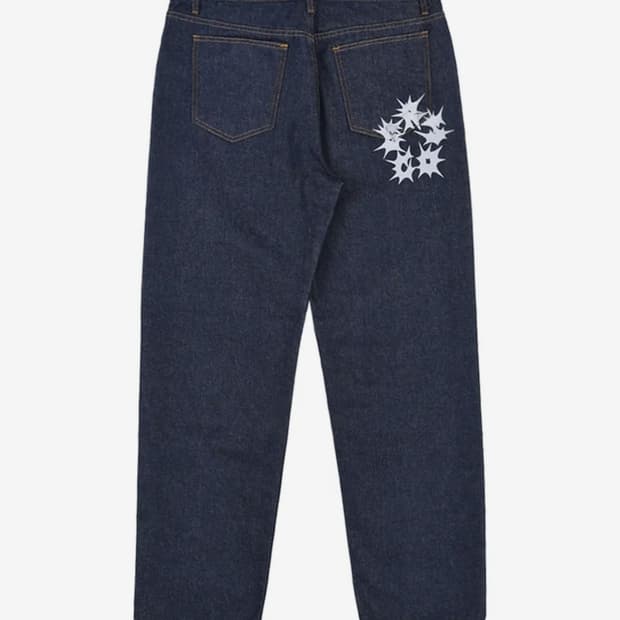 이알에스코 가시 로고 레귤러 팬츠_블루