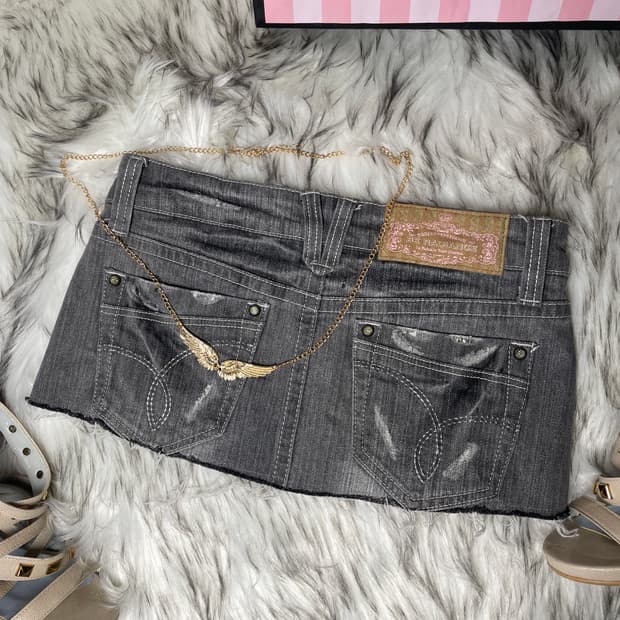 빈티지 그레이 데님 로우라이즈 스커트