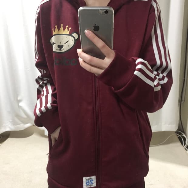 아디다스 버건디 니고베어 후드집업 져지 후플 95