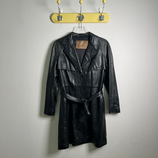 VTG 빈티지 블랙 양가죽 트렌치 코트 