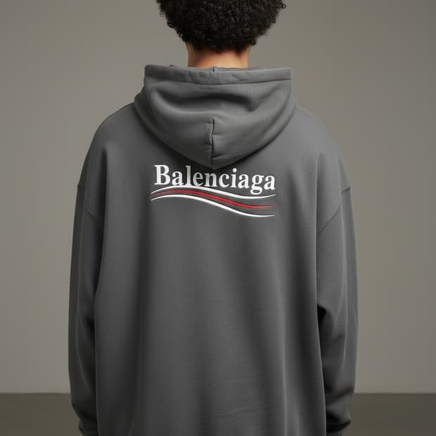 XS/ 발렌시아가 자수 웨이브 로고 후드티