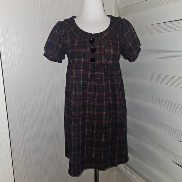 iink 빈티지 플럼브라운 체크 원피스