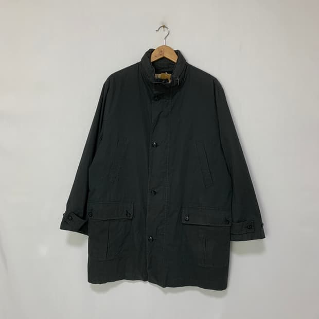 버버리 빈티지 야상 하프코트 기장 점퍼 자켓 차콜 남녀공용 L