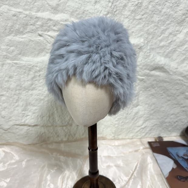 빈티지 두툼한 그레이 토끼털 니트모자 버킷햇