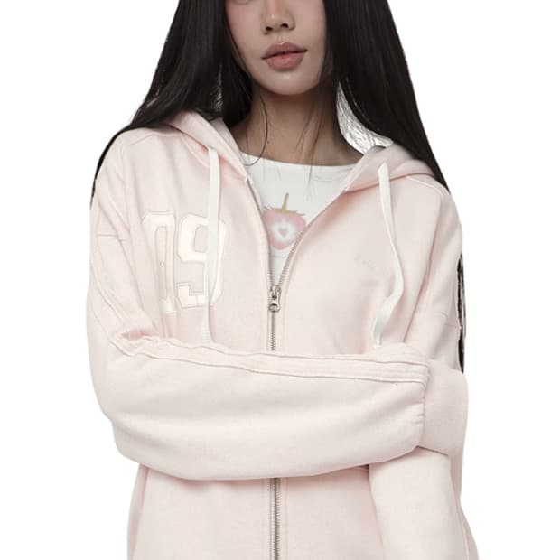 (미개봉 새상품) 클리시어 09 넘버링 후드집업 핑크