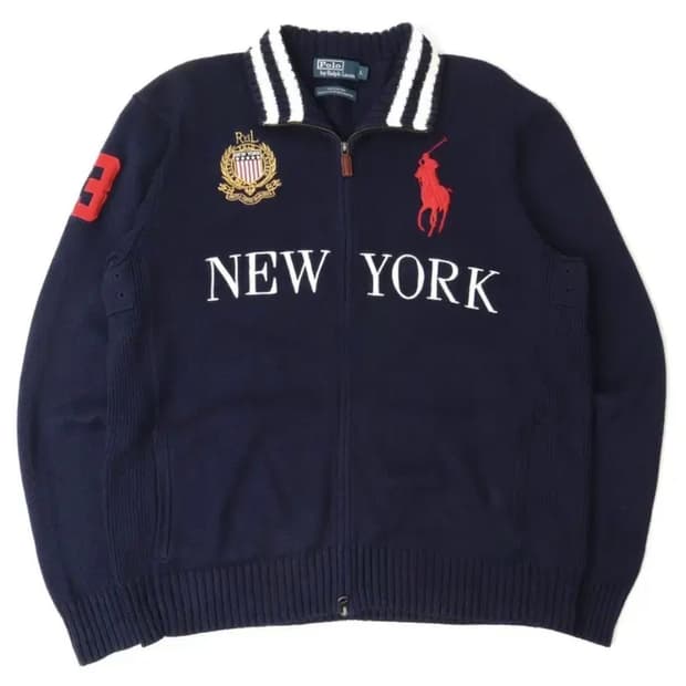 폴로 랄프로렌 빅포니 뉴욕 치프키프 니트 집업 네이비