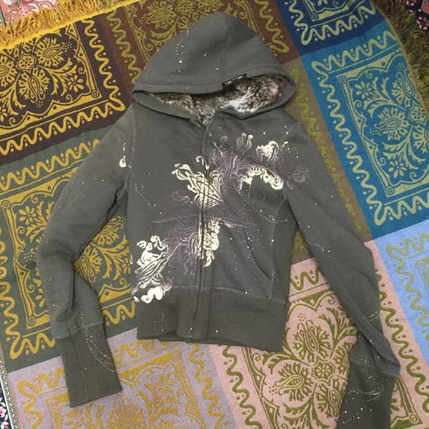 Miss Me💋reversible grunge hood zipup