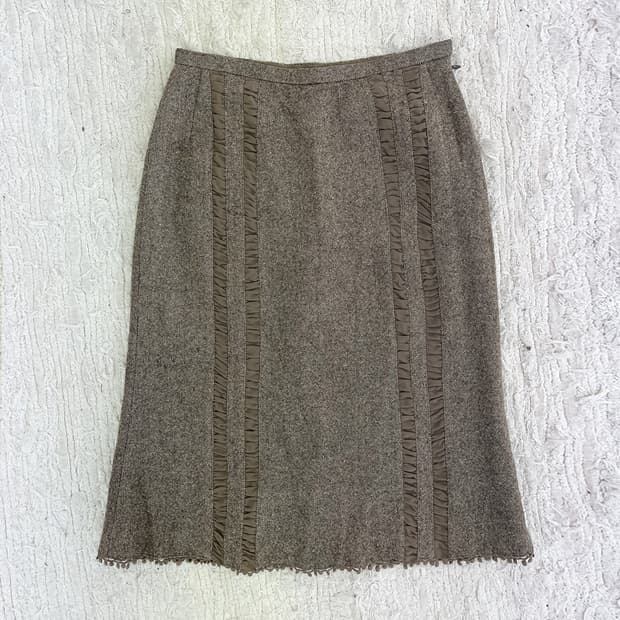 vintage frill trimming midi skirt